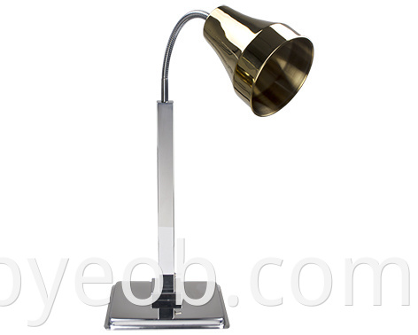 Lampu Panas dengan Kap Lampu Bulat Emas Fleksibel